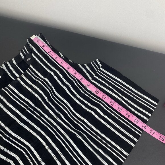 Asos Women's Boxy Striped Crop Top Size 0 Black White 100% Leather - Picture 6 of 7